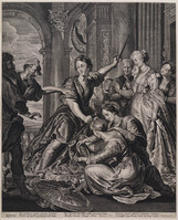 KG 17573
<br/>
Achilles ontdekt tussen de dochters van Lycomedes
<br/>
<em>Visscher, Cornelis (1629-1658)</em>